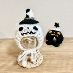 🤍ホワイト かぼちゃ ハロウィン ニット帽 