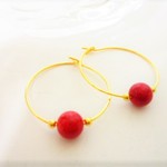 赤サンゴシンプルリングｓピアス