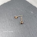 小さな　スモーキークォーツ　天然石一粒ピアス/Gサージカルステンレス