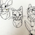 ワイヤーアート　猫　ハチワレ