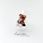 🧸🍪Teddy bear ring〜おやつの時間  ✵ ハートのクリームサンドクッキーのくまリング  《トフィーナッツさん》フリーリング  