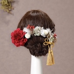 古典柄に似合う❤︎レッド　シャービーな髪飾り 振袖　成人式　ヘアドレス　ヘアパーツ　プリザーブドフラワー　ドライフラワーフラワー
