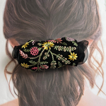 79インド刺繍リボンシュシュブラック簡単ヘアアレンジハンドメイド