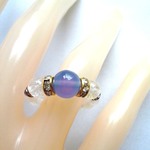 パープルカルセドニー・クラック水晶・ホワイトジェイド 　天然石指輪