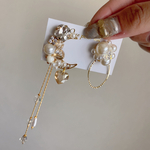 ムーン🌙ビジューハート❤️カットデザインアシメピアス&イヤリング