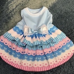 SALE❣️リボン🎀、ハート♥️、レース柄フリフリワンピース(ブルー)
