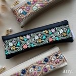 【受注制作🪡】 new🌿インド刺繍リボンの大人ペンケース 鮮やかFloret ✨ブラック