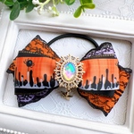 ヘアゴム　キッズ　リボン　ハロウィン　キラキラ　子供ヘアゴム　ヘアアクセ　ヘアアクセサリー　髪ゴム　幼稚園　保育園　小学生　big 大きめ　カボチャ