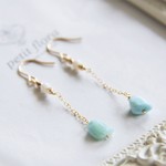 14kgf-ラリマーと白珊瑚のピアス（ロング）