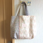 tomoko3628様ご依頼品　私のお出かけトートバッグ☆花柄＆レース生地・ナチュラルピンク2280・サブバッグ・エコバッグ
