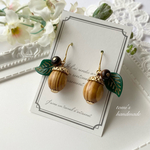 ウッドな どんぐり とリーフのピアス（イヤリング） 🍃 どんぐり　ボタニカル