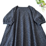 コットン100％総刺繍ポケット付きシンプルな大人可愛い半袖ワンピース♪