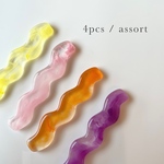 ◉新作◉【 4pcs assort # 50-15】うねうねマーブルパーツ マーブル/軽素材/アクリル/透明感/ヘアアクセ/アレンジ/デコパーツ/ニュアンス/うねうね/キッズ