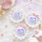 【♡ふんわりジョーゼット×レースのマタニティロゼット♡ 《アイボリー》】両面マタニティマーク マタニティマーク キーホルダー マタニティ