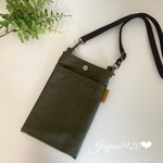【秋色】スマホショルダー　ちょっとそこまでサコッシュ　カーキグリーン