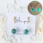 ☆南国の海☆蓄光ガラスビーズの一粒イヤリング／ピアス