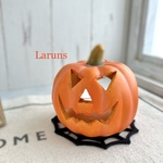 パンプキンランタン　ハロウィン準備に陶器のジャックオランタン　LEDキャンドル別