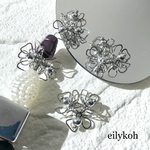 4個/シルバー　フィリグリー3連フラワーチャーム　MCH158S