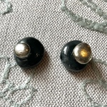 ブラックマーブル×ミラーゴールド　レジンピアス/イヤリング