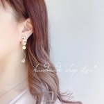 小花×揺れる glass beads ピアス/イヤリング