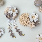 つまみ細工 七五三髪飾り  白 ベージュ グレー　*くすみカラー *ヘアクリップ *桜 *十三詣り *ハーフ成人式 *卒業式 *袴 *浴衣 