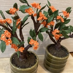 樹脂粘土製ミニチュア盆栽〈金木犀〉