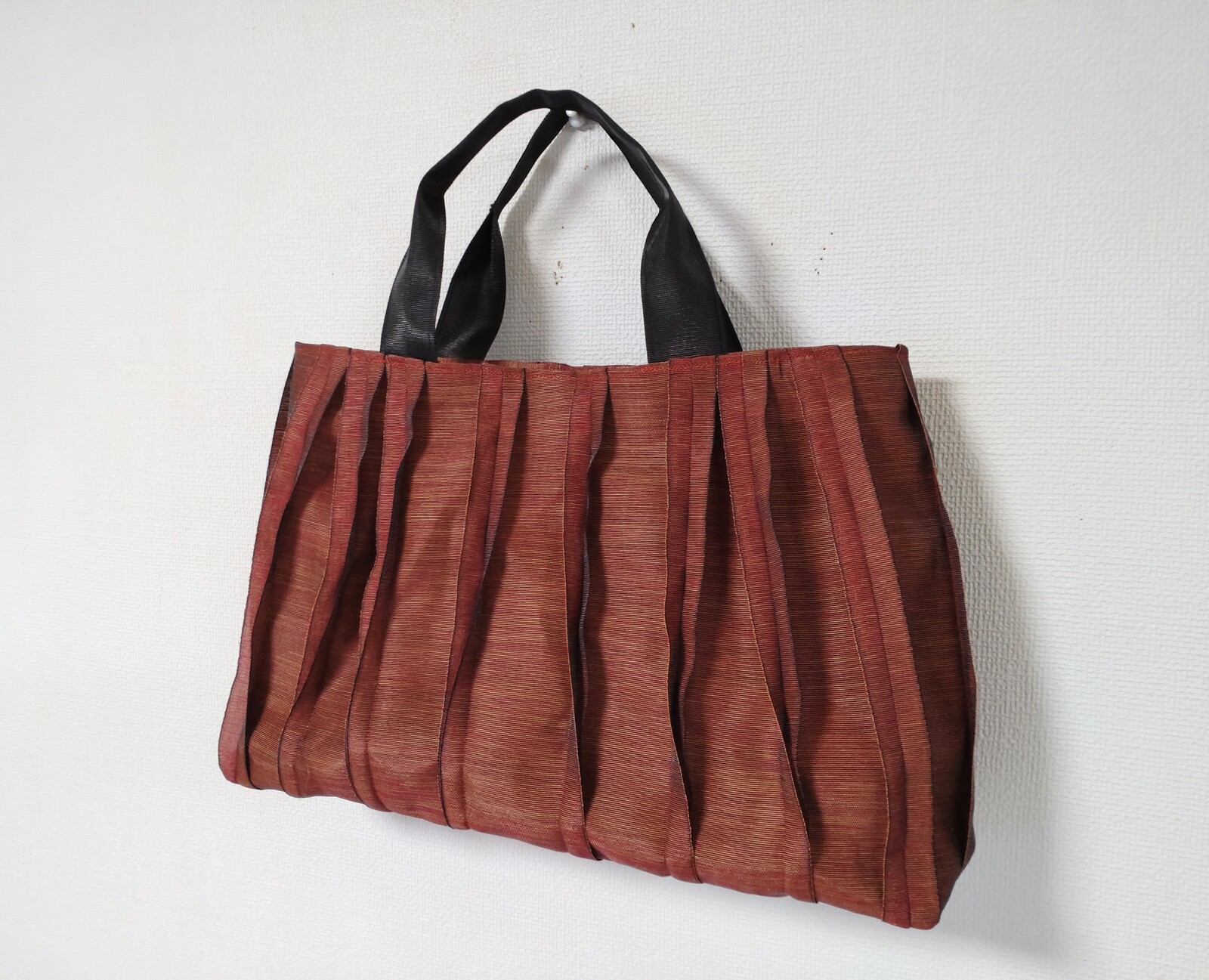 畳へり　トートバッグ　オレンジ×ピンク×赤　大きめのA4サイズ　ほか 畳へり トートバッグ オレンジ×ピンク×赤 大きめのA4サイズ ほか