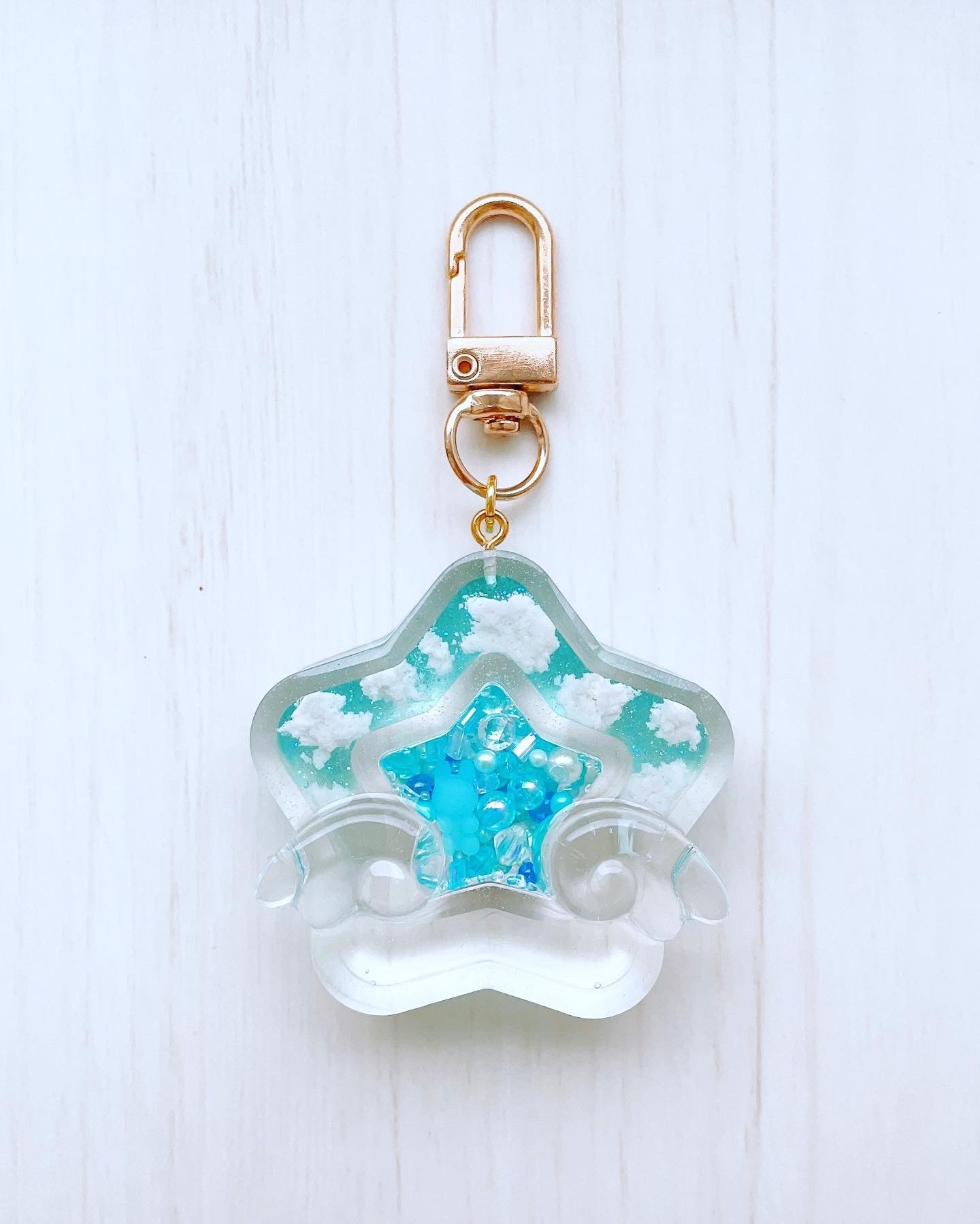 雲入りダブルシェイカー 星 ブルー 羽 - Aoi.Handmade | minne byGMO