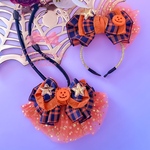 【再販】ペット用カチューシャ&チョーカーセット💖ハロウィン🎃オレンジチェック🍊🎀ピアーチェ🎀安全首輪タイプ🎀 【ネコポス対応】