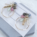 華やぎカラーパレット イヤリング/ピアス〜2way・個性的・ダルメシアン柄・天然石・パール・サークル・大ぶり