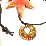 【再販】紅葉🍁のフープネックレス (琉球ガラス入り)