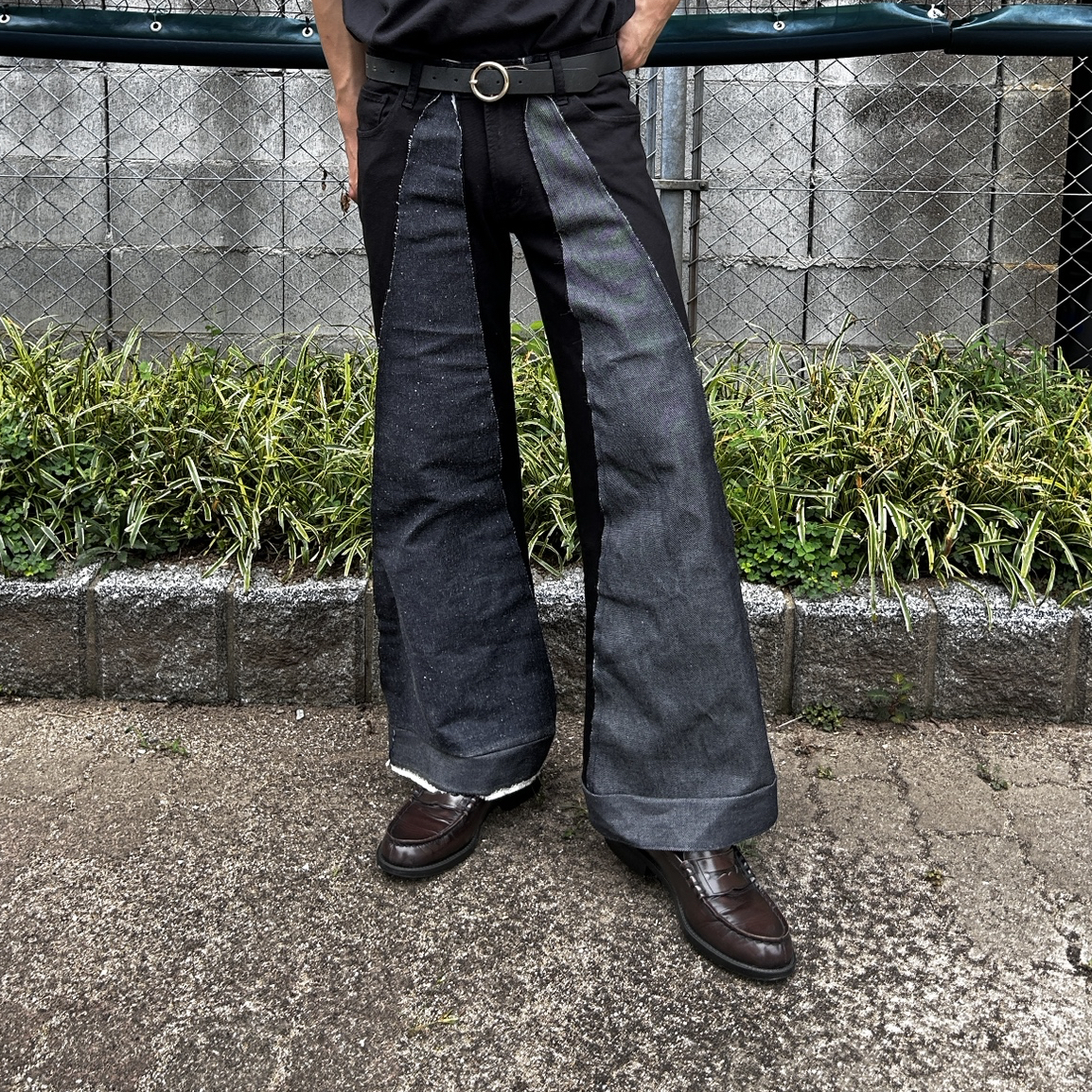mnml B424 パッチワーク　リメイク　フレアデニムパンツ　28 mnml ジーンズ mnml/ミニマル/B424 Patch Flare Denim メンズ