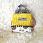 小さなトート型巾着バッグ　お花×ネコ