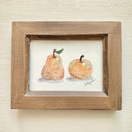 🍐透明水彩画「ほっこり梨」北欧イラストミニ額    プチギフト 秋 なし　ナシ　果物　フルーツ　敬老の日　敬老の日ギフト