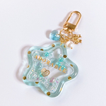 Dots star shaker keychain (glitter blue)