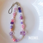 ビーズストラップ💜スマホストラップ🩷スマホビーズストラップ🧸purple×pink🍬/MIMI.☺︎