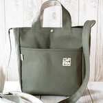帆布ラウンド型トート（ショルダー付き）オリーブ