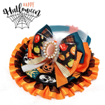 【happy Halloween 2023🎃】ラシェルハウエル ヘキサゴンモチーフ柄👻オリエントブルー×ラシットオレンジ《ケープスタイ首輪》
