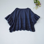 コットン１００%スカラップ刺繍フリル袖大人可愛いトップス♪