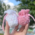 まめレース編み巾着袋