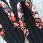 布ぞうり： black24.5ｃｍ／満開の菊