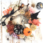 【早割10%OFF】ほっこりハロウィンリース　ちょっと大きめサイズ　ドライフラワーリース　造花　秋リース