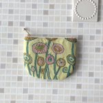 path & anemone ミニポーチ　ミナペルホネン の刺繍生地　イエロー　コインケース お薬入れ　mina perhonen 