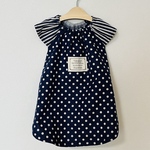 【SALE】Sサイズ★ドット×ストライプワンピース（ネイビー）