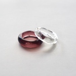 [2個セット]  ボルドー ダブルガラス リング  clear glass ring
