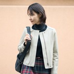 ﾓﾘﾉｶﾞｯｺｳ Lサイズ ラムレザーノーカラージャケットブルゾン (ライトグレーベージュ)12/4ごろ発送
