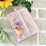 シャカシャカポケットティッシュケース　チェック柄　パステルピンク　ラミネート