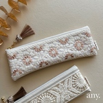 new🤍インド刺繍リボンの大人ペンケース ivory①✨