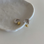 【在庫処分 限定セール￥399】ゴールド＆シルバー個性なピアス 　アクセサリー　-2085