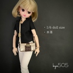 1/6 doll size本革バッグ　センタースクエアブラウン